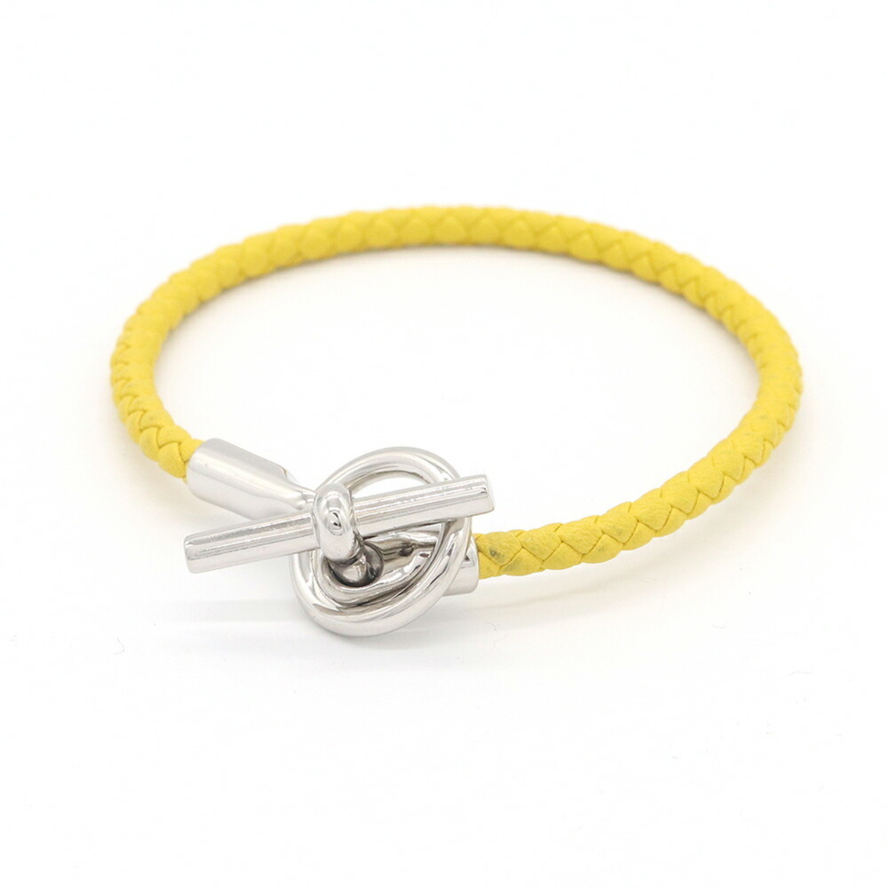 HERMES Yellow Leather Charm Bracelet